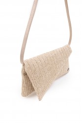 ELENA ATHANASIOU Cap Clutch Straw Beige Μπεζ Πλεκτό Τσαντάκι Χειρός