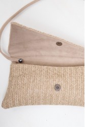 ELENA ATHANASIOU Cap Clutch Straw Beige Μπεζ Πλεκτό Τσαντάκι Χειρός