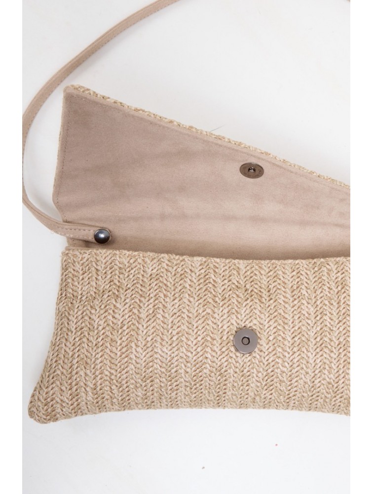 ELENA ATHANASIOU Cap Clutch Straw Beige Μπεζ Πλεκτό Τσαντάκι Χειρός