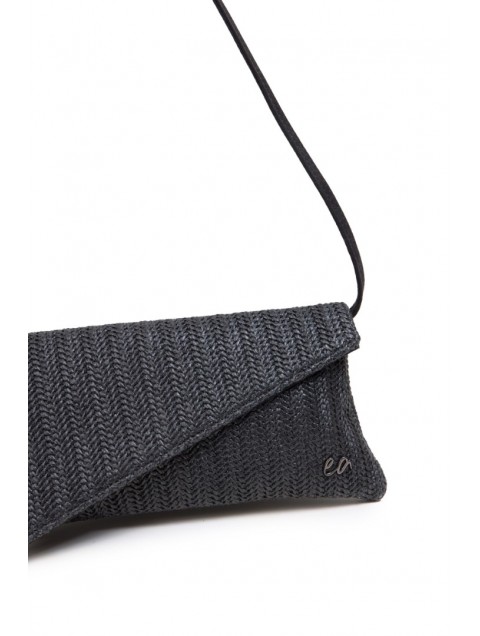 ELENA ATHANASIOU Cap Clutch Straw Black