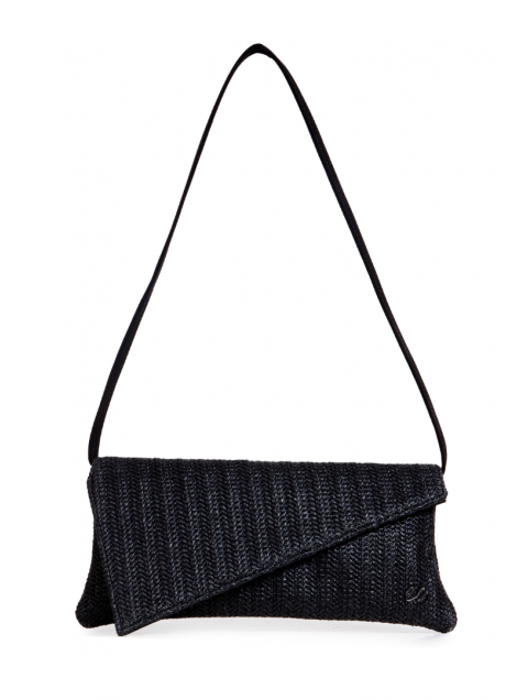ELENA ATHANASIOU Cap Clutch Straw Black