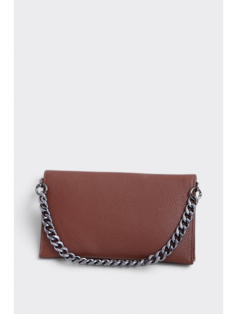 ELENA ATHANASIOU City Girl Clutch Leather Brown Καφέ Δερμάτινο Τσαντάκι