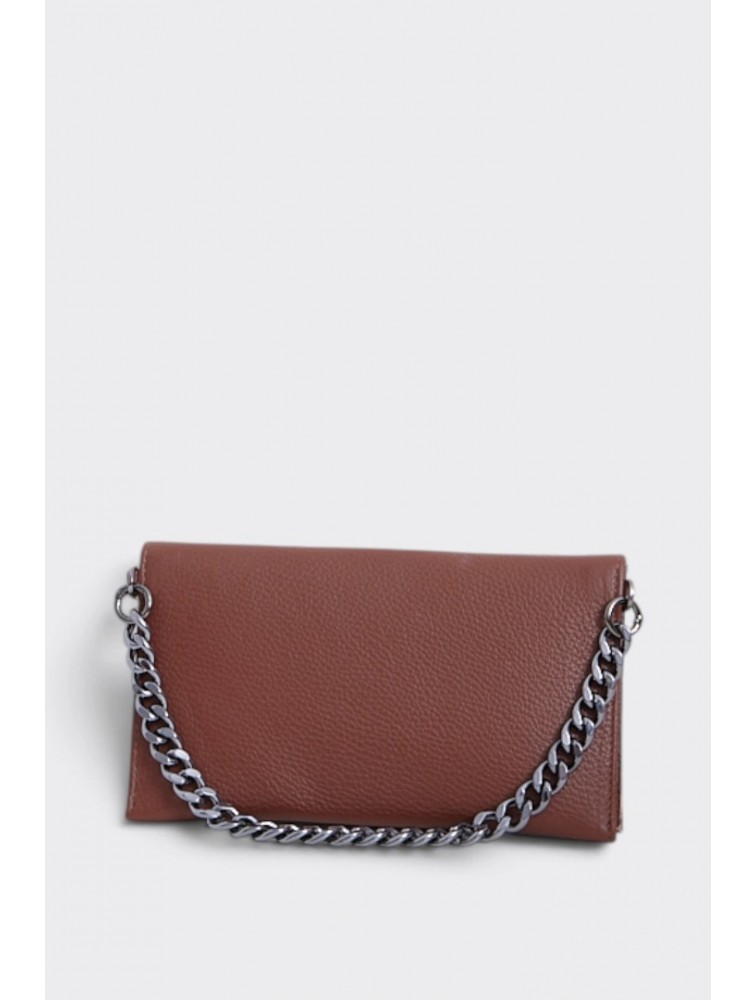 ELENA ATHANASIOU City Girl Clutch Leather Brown Καφέ Δερμάτινο Τσαντάκι