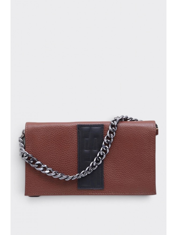 ELENA ATHANASIOU City Girl Clutch Leather Brown Καφέ Δερμάτινο Τσαντάκι