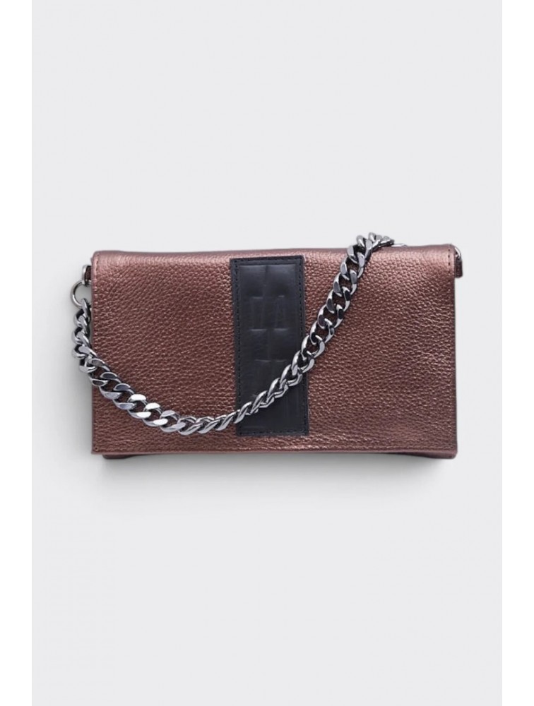 ELENA ATHANASIOU City Girl Clutch Metallic Brown Καφέ Μεταλλιζέ Τσαντάκι