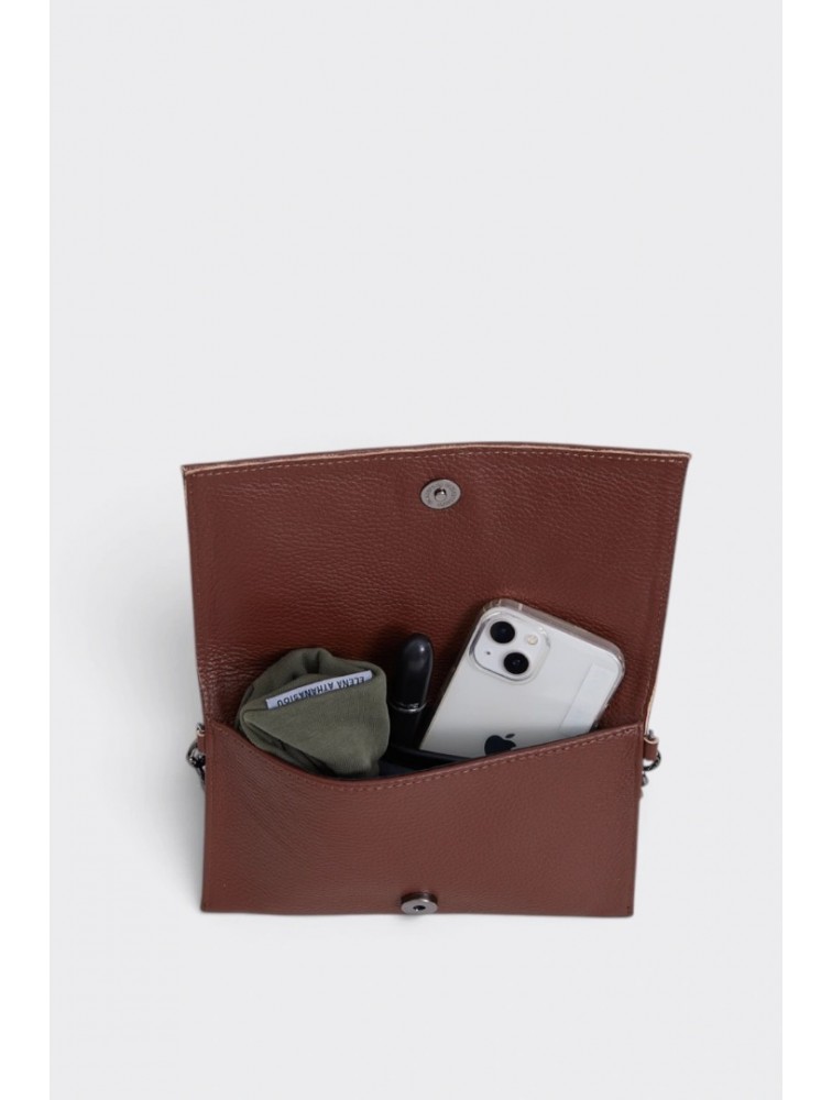 ELENA ATHANASIOU City Girl Clutch Metallic Brown Καφέ Μεταλλιζέ Τσαντάκι
