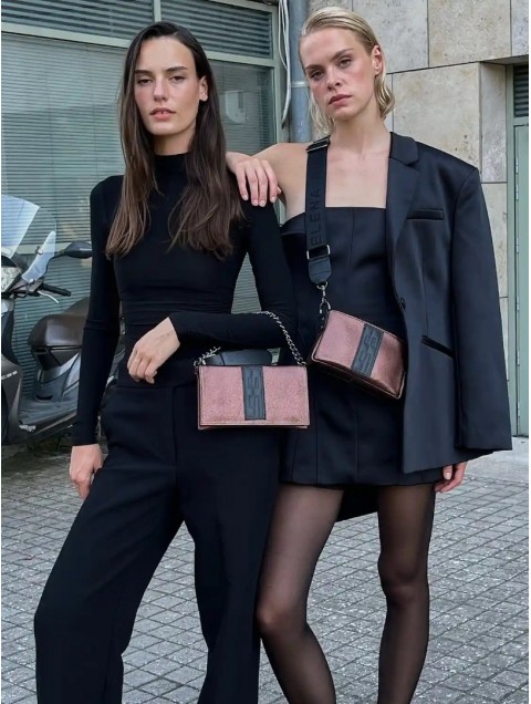 ELENA ATHANASIOU City Girl Clutch Metallic Brown Καφέ Μεταλλιζέ Τσαντάκι