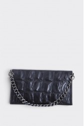 ELENA ATHANASIOU City Girl Croco Clutch Black Μαύρο Κροκό Τσαντάκι