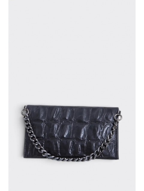 ELENA ATHANASIOU City Girl Croco Clutch Black Μαύρο Κροκό Τσαντάκι