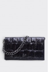 ELENA ATHANASIOU City Girl Croco Clutch Black Μαύρο Κροκό Τσαντάκι
