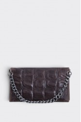 ELENA ATHANASIOU City Girl Croco Clutch Brown Καφέ Κροκό Τσαντάκι
