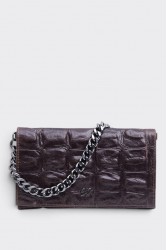 ELENA ATHANASIOU City Girl Croco Clutch Brown Καφέ Κροκό Τσαντάκι