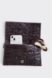 ELENA ATHANASIOU City Girl Croco Clutch Brown Καφέ Κροκό Τσαντάκι