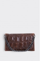 ELENA ATHANASIOU City Girl Croco Clutch Camel Κάμελ Κροκό Τσαντάκι