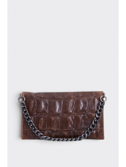 ELENA ATHANASIOU City Girl Croco Clutch Camel Κάμελ Κροκό Τσαντάκι