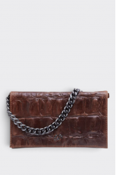 ELENA ATHANASIOU City Girl Croco Clutch Camel Κάμελ Κροκό Τσαντάκι