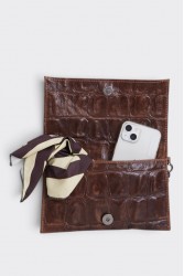 ELENA ATHANASIOU City Girl Croco Clutch Camel Κάμελ Κροκό Τσαντάκι
