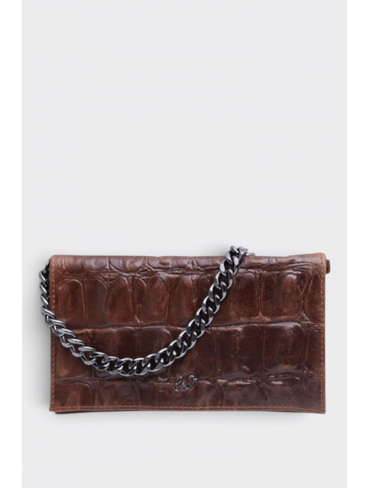 ELENA ATHANASIOU City Girl Croco Clutch Camel Κάμελ Κροκό Τσαντάκι
