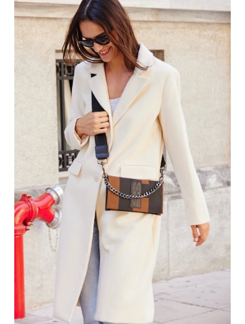 ELENA ATHANASIOU City Lady Clutch Logo Brown Καφέ Τσάντα με Λόγκο