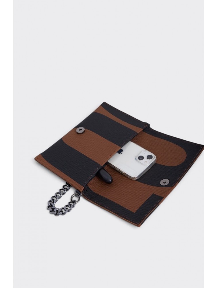ELENA ATHANASIOU City Lady Clutch Logo Brown Καφέ Τσάντα με Λόγκο