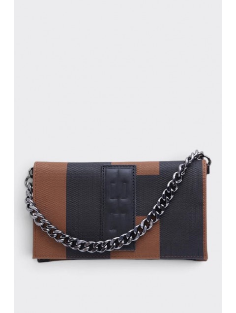 ELENA ATHANASIOU City Lady Clutch Logo Brown Καφέ Τσάντα με Λόγκο