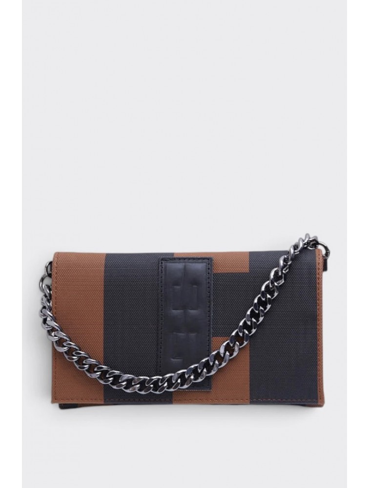 ELENA ATHANASIOU City Lady Clutch Logo Brown Καφέ Τσάντα με Λόγκο