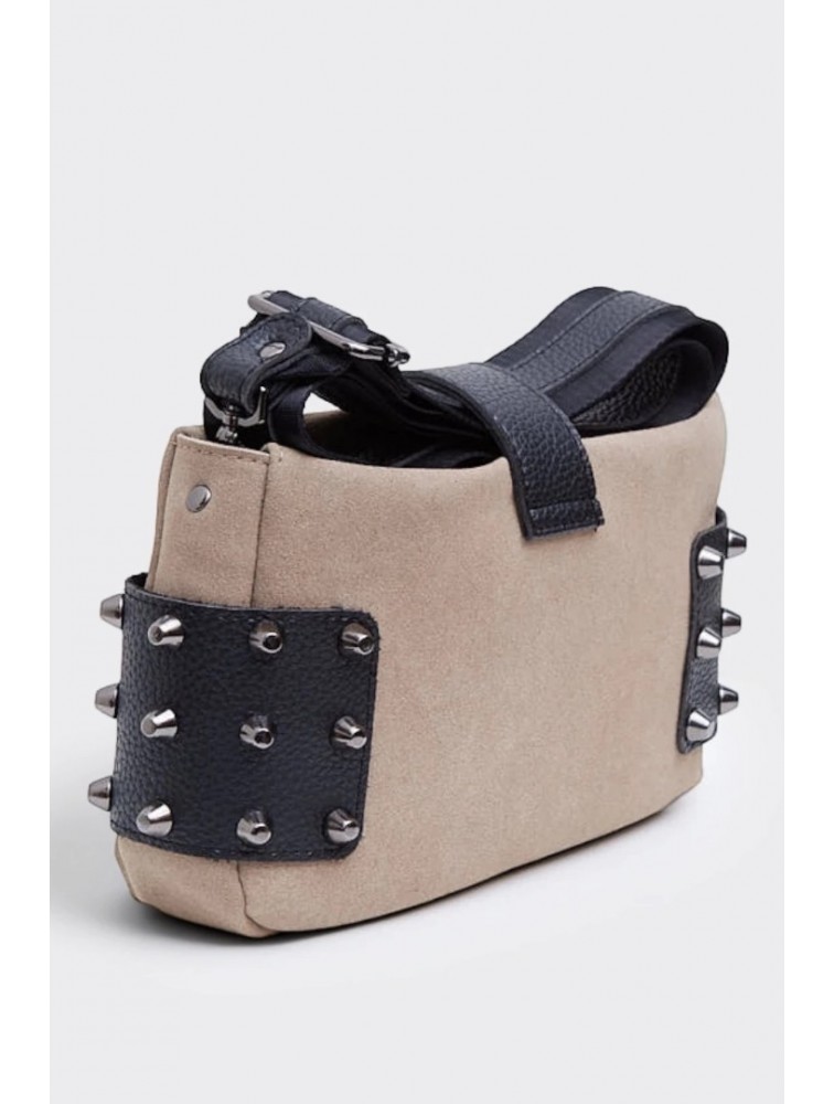 ELENA ATHANASIOU City Lady Clutch Suede Bag Beige Μπεζ Σουέντ Τσάντα
