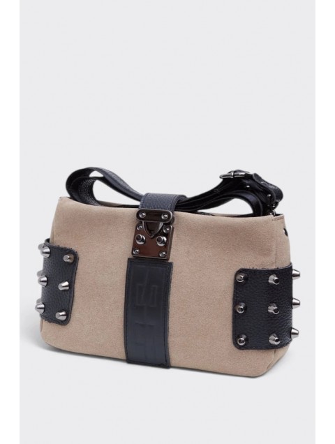 ELENA ATHANASIOU City Lady Clutch Suede Bag Beige Μπεζ Σουέντ Τσάντα