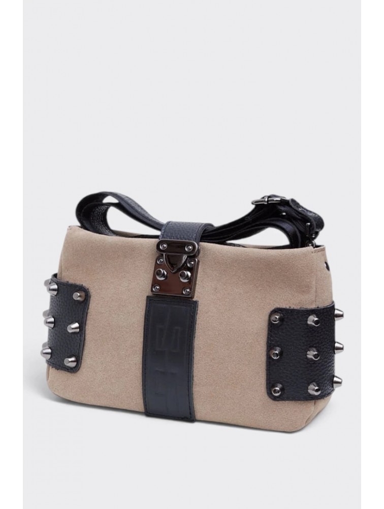 ELENA ATHANASIOU City Lady Clutch Suede Bag Beige Μπεζ Σουέντ Τσάντα