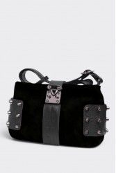 ELENA ATHANASIOU City Lady Clutch Suede Bag Black Μαύρη Σουέντ Τσάντα