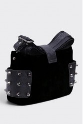 ELENA ATHANASIOU City Lady Clutch Suede Bag Black Μαύρη Σουέντ Τσάντα