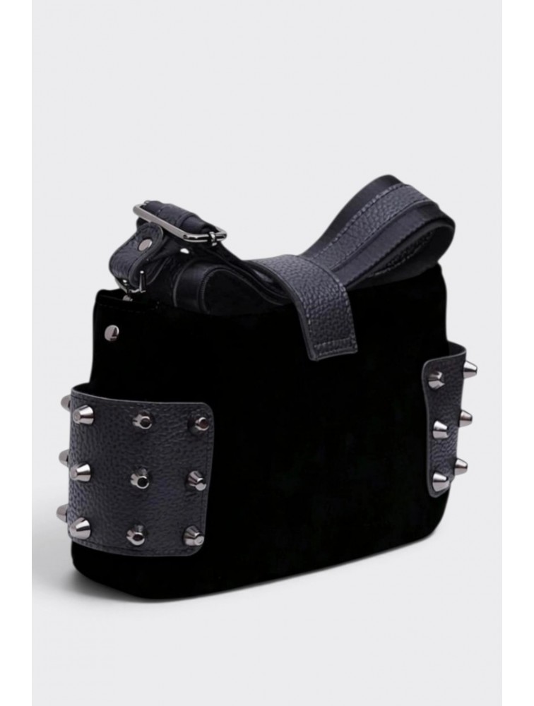 ELENA ATHANASIOU City Lady Clutch Suede Bag Black Μαύρη Σουέντ Τσάντα