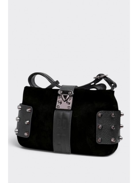ELENA ATHANASIOU City Lady Clutch Suede Bag Black Μαύρη Σουέντ Τσάντα