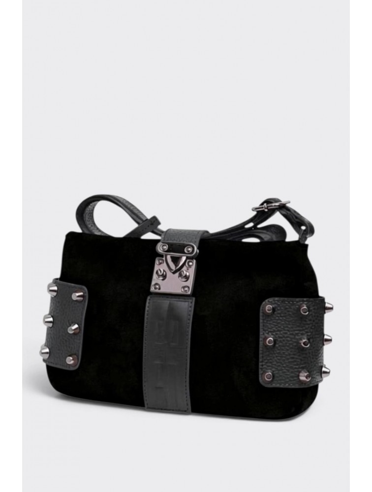 ELENA ATHANASIOU City Lady Clutch Suede Bag Black Μαύρη Σουέντ Τσάντα