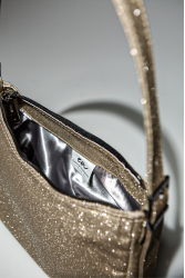 ELENA ATHANASIOU Disco Vintage Baguette Platinum Χρυσή Γυναικεία Τσάντα Χειρός