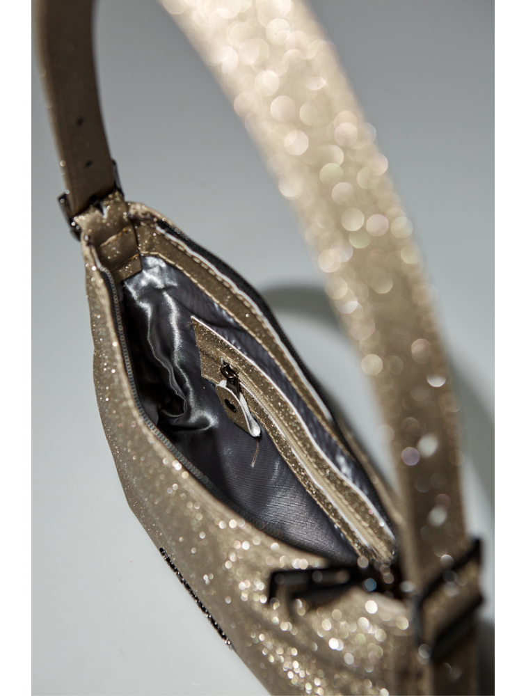 ELENA ATHANASIOU Disco Vintage Baguette Platinum Χρυσή Γυναικεία Τσάντα Χειρός
