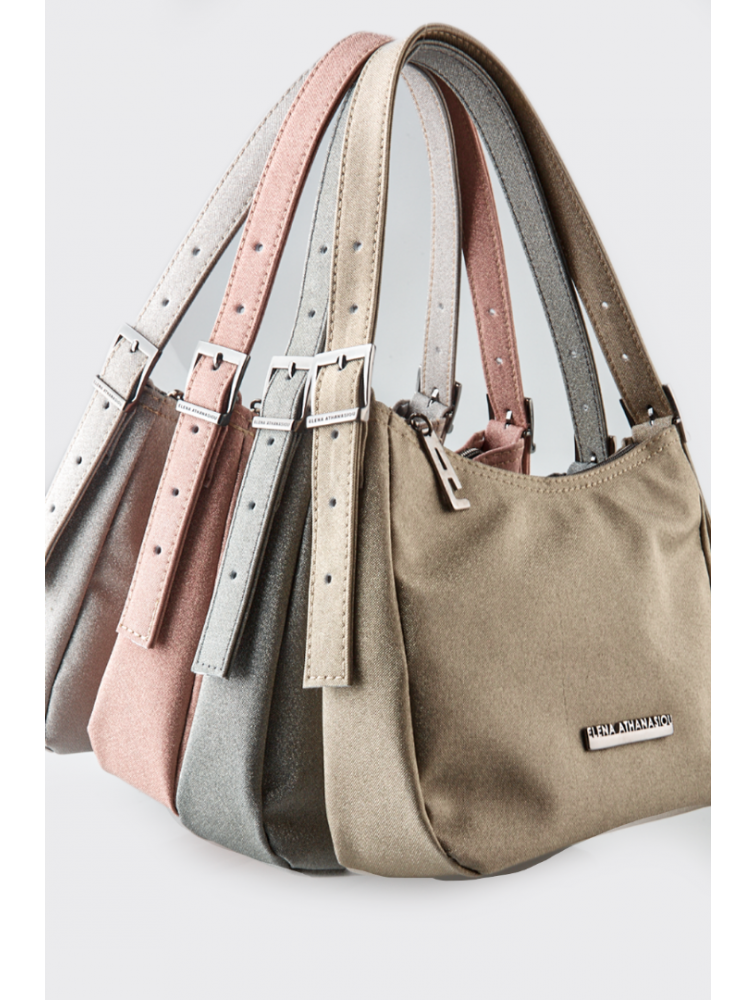 ELENA ATHANASIOU Disco Vintage Baguette Silver Ασημί Γυναικεία Τσάντα Χειρός