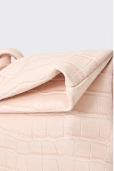 ELENA ATHANASIOU Downtown Lunchbag Croco Baby Pink Κροκό Ροζ Τσαντάκι