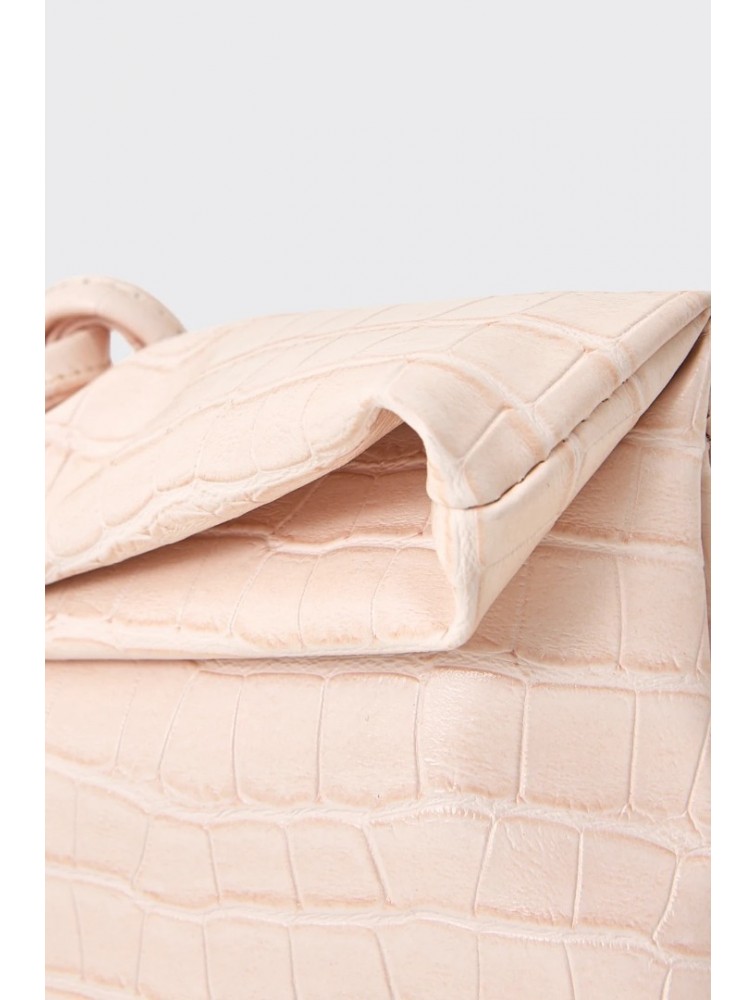 ELENA ATHANASIOU Downtown Lunchbag Croco Baby Pink Κροκό Ροζ Τσαντάκι
