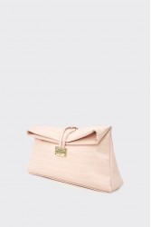 ELENA ATHANASIOU Downtown Lunchbag Croco Baby Pink Κροκό Ροζ Τσαντάκι