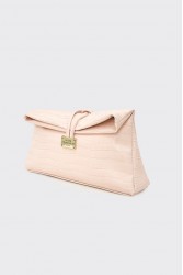 ELENA ATHANASIOU Downtown Lunchbag Croco Baby Pink Κροκό Ροζ Τσαντάκι