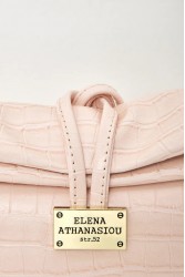 ELENA ATHANASIOU Downtown Lunchbag Croco Baby Pink Κροκό Ροζ Τσαντάκι