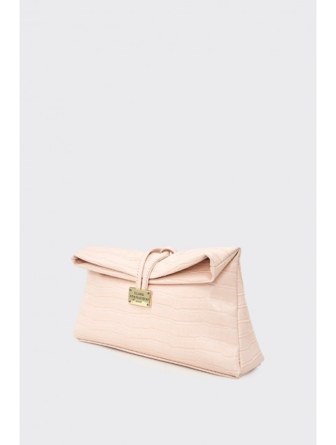 ELENA ATHANASIOU Downtown Lunchbag Croco Baby Pink Κροκό Ροζ Τσαντάκι