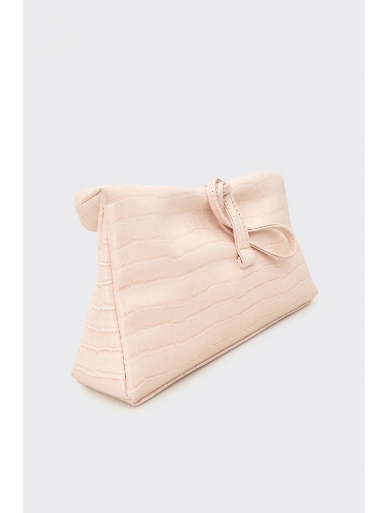 ELENA ATHANASIOU Downtown Lunchbag Croco Baby Pink Κροκό Ροζ Τσαντάκι