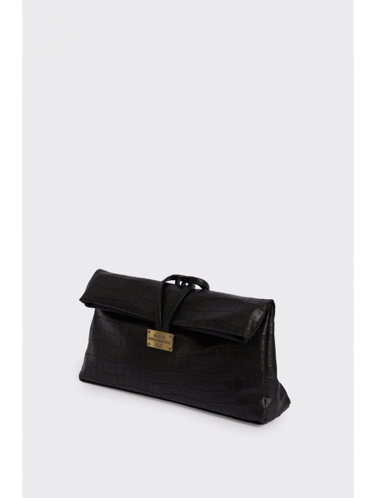 ELENA ATHANASIOU Downtown Lunchbag Croco Black