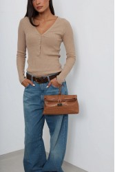 ELENA ATHANASIOU Downtown Lunchbag Croco Cognac