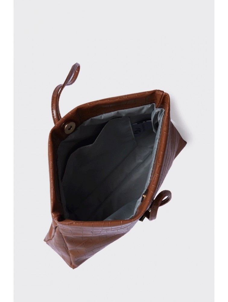 ELENA ATHANASIOU Downtown Lunchbag Croco Cognac