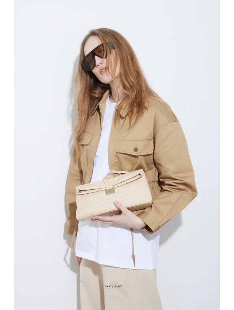 ELENA ATHANASIOU Downtown Lunchbag Croco Creme