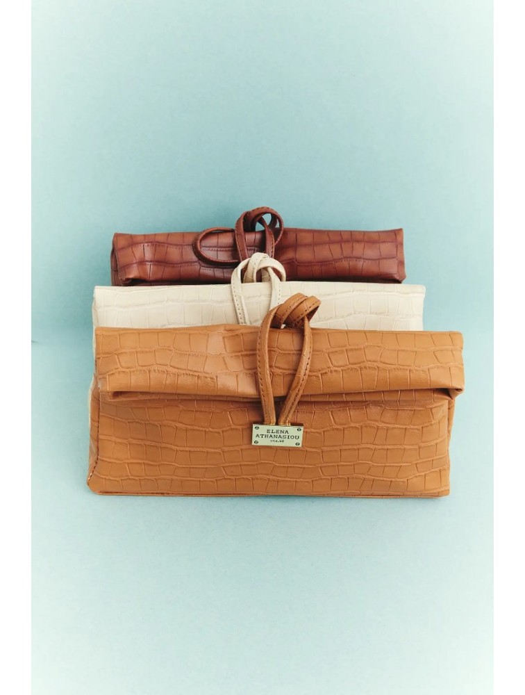 ELENA ATHANASIOU Downtown Lunchbag Croco Creme