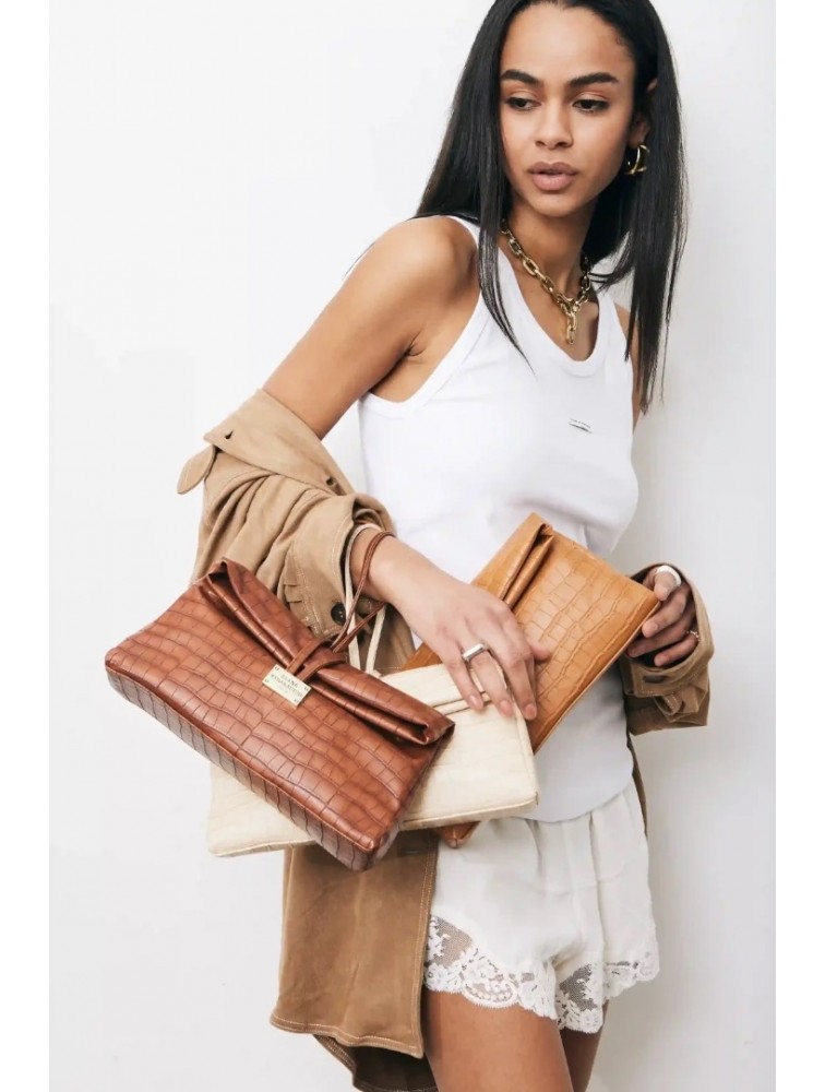 ELENA ATHANASIOU Downtown Lunchbag Croco Creme